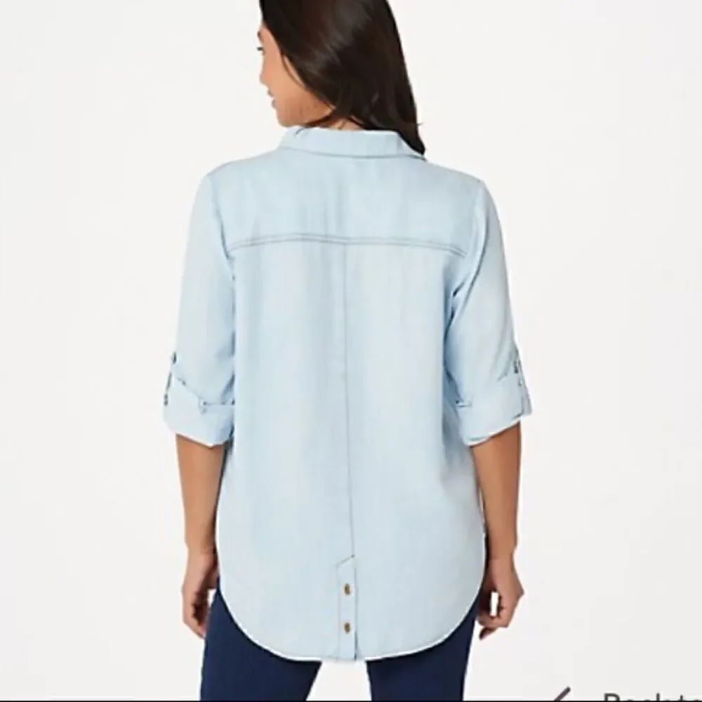 Side Stitch Tencera Button Front Long Sleeve Top - Picture 2 of 7